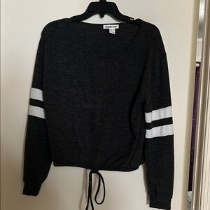 Charlotte Russe Black Sweatshirt with White Stripes